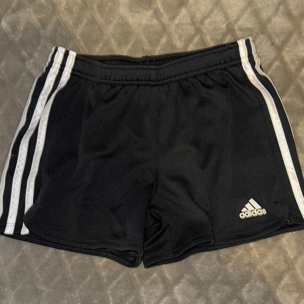 Adidas kids girls 10/12 Black Athletic Shorts with White Stripes